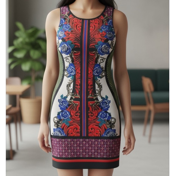 Flying Tomato Dresses & Skirts - FLYING TOMATO Women’s Size M Multi Colored Back Zip Up Midi dress